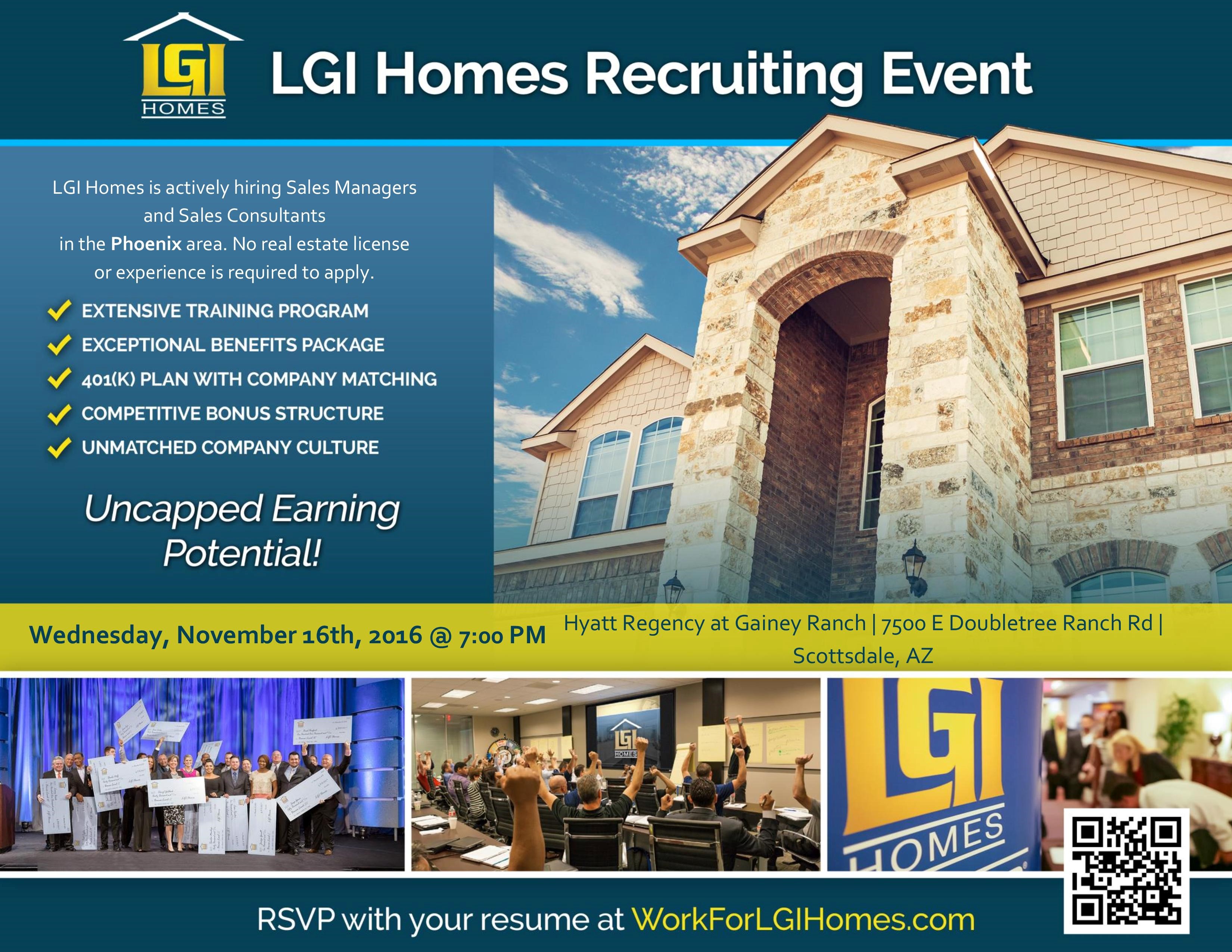 LGI Homes Jobs LGI Homes Recruiting Event Phoenix Apply online